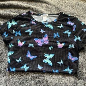 S see through butterfly shirt